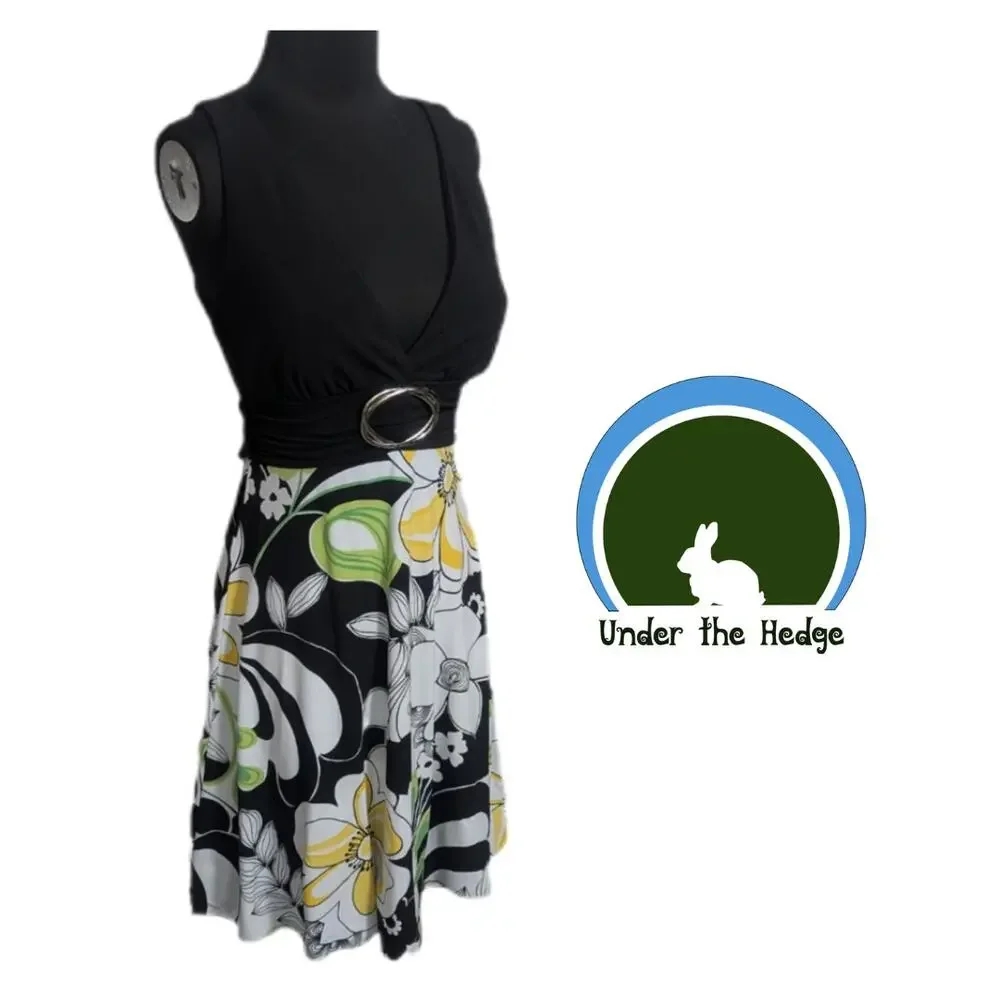 Xtraordinary Black Floral Party Dress Medium A1 Fairy Whimsigoth Grunge Goth